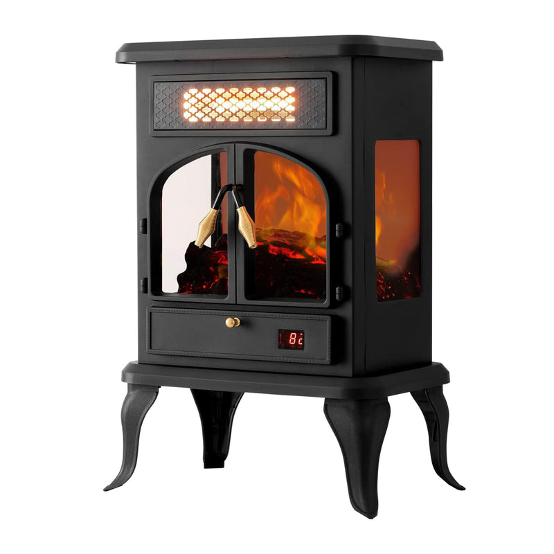selectric Freestanding Electric Fireplace Heater w/Remote, Dark Black (2 Pack)