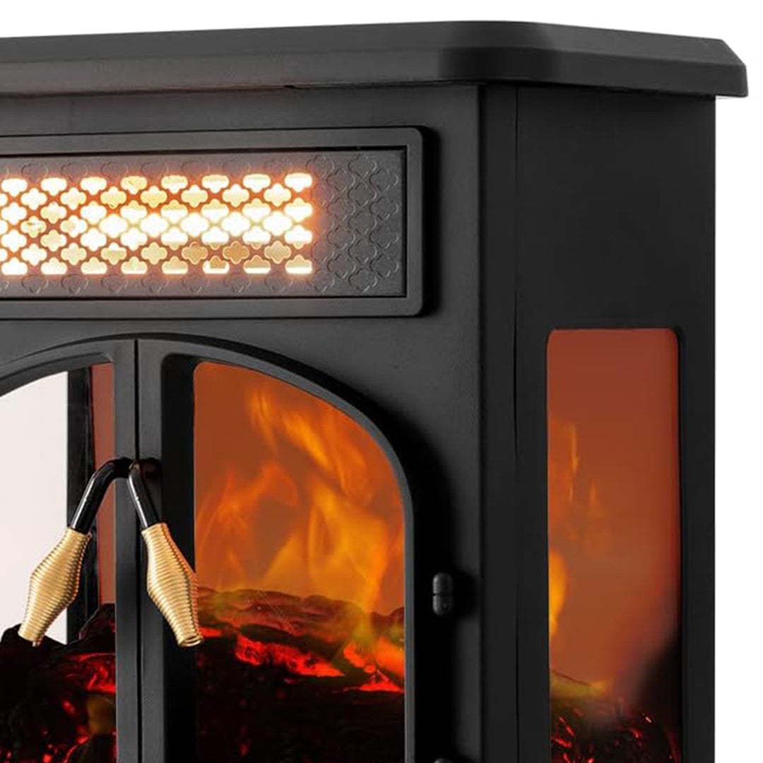 selectric Freestanding Electric Fireplace Heater w/Remote, Dark Black (2 Pack)