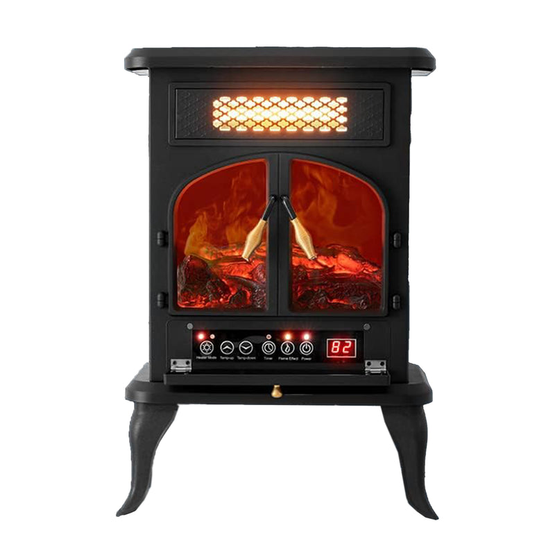 selectric Freestanding Electric Fireplace Heater w/Remote, Dark Black (3 Pack)