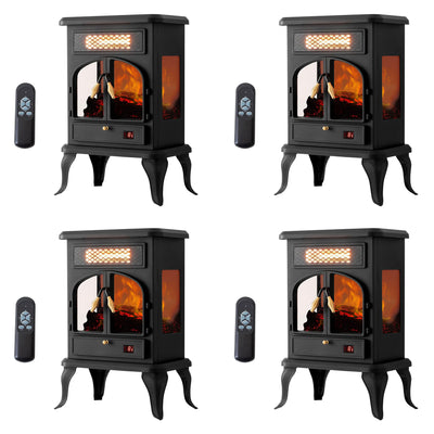 selectric Freestanding Portable Electric Fireplace Heater w/ Remote, Dark Black (4 Pack)