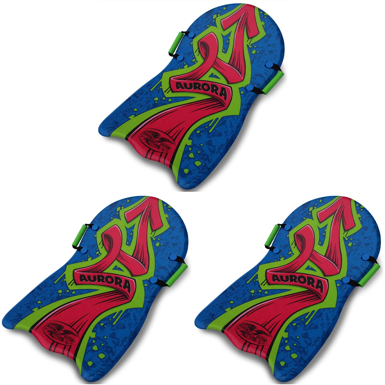 Flexible Flyer Aurora 36 Inch Foam Slider Snow Sled for Kids and Adults (3 Pack) - VMInnovations