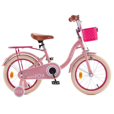 RoyalBaby Fox Kids Lightweight Bike w/ Training Wheels & Kickstand, Pink (Used)