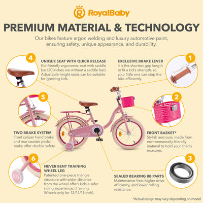 RoyalBaby Fox Kids Lightweight Bike w/ Training Wheels & Kickstand, Pink (Used) - VMInnovations