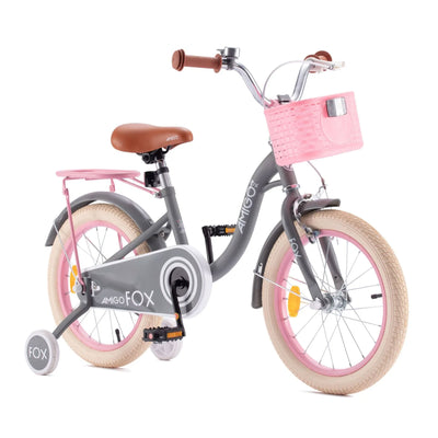 RoyalBaby Fox Kids Lightweight Bike w/Training Wheels & Kickstand,Gray(Open Box)