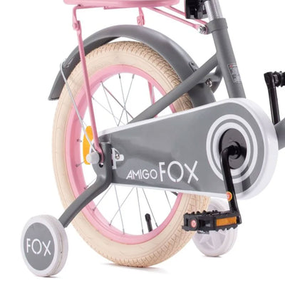 RoyalBaby Amigo Fox Kids Lightweight Bike w/ Training Wheels and Kickstand, Gray