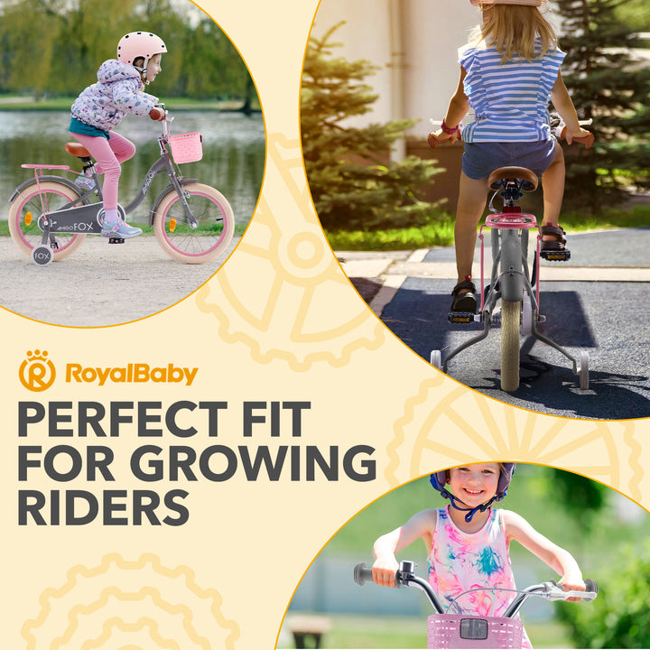 RoyalBaby Fox Kids Lightweight Bike w/Training Wheels & Kickstand,Gray(Open Box)