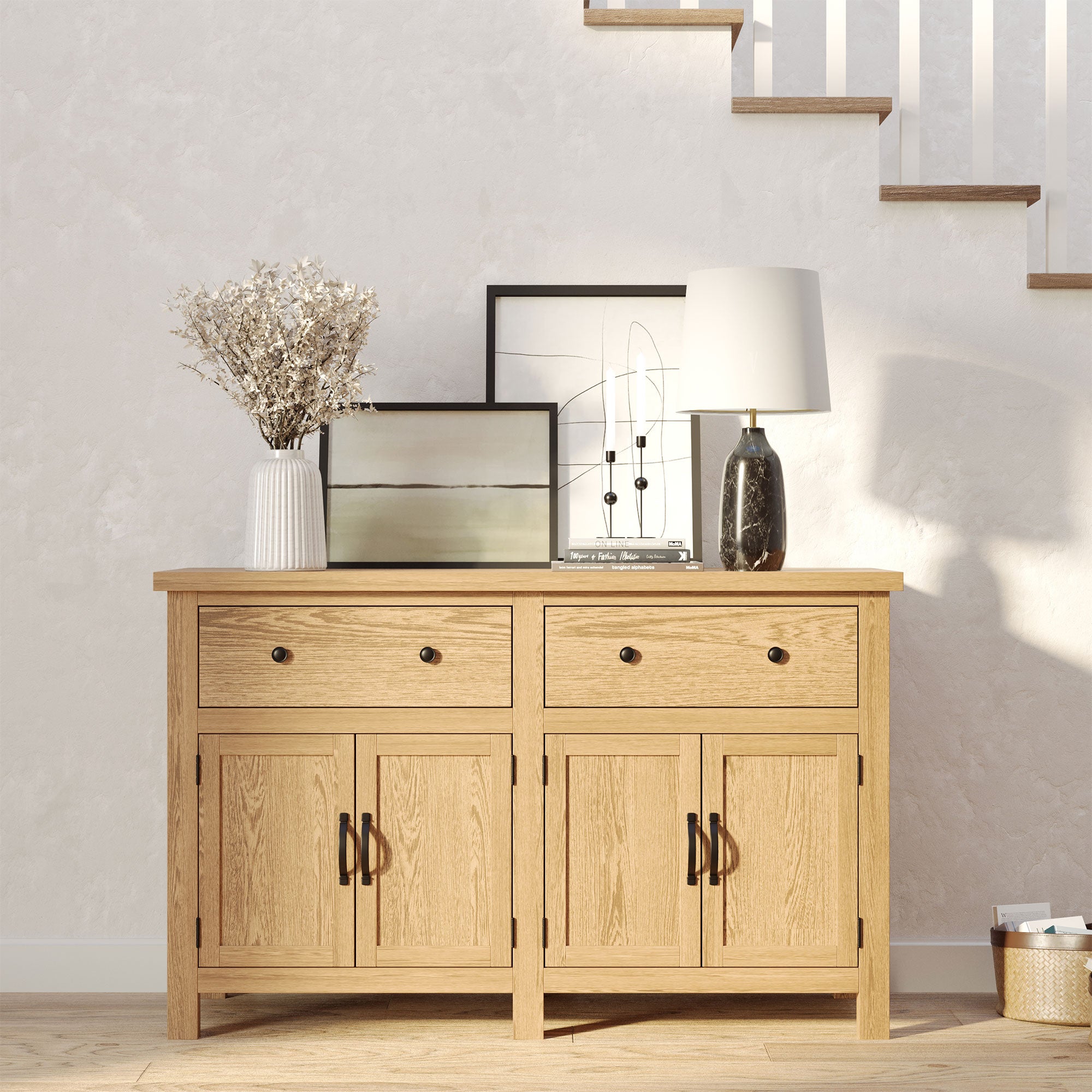 Maven Lane Felix Rustic Wooden Sideboard in Weathered Natural Finish - VMInnovations