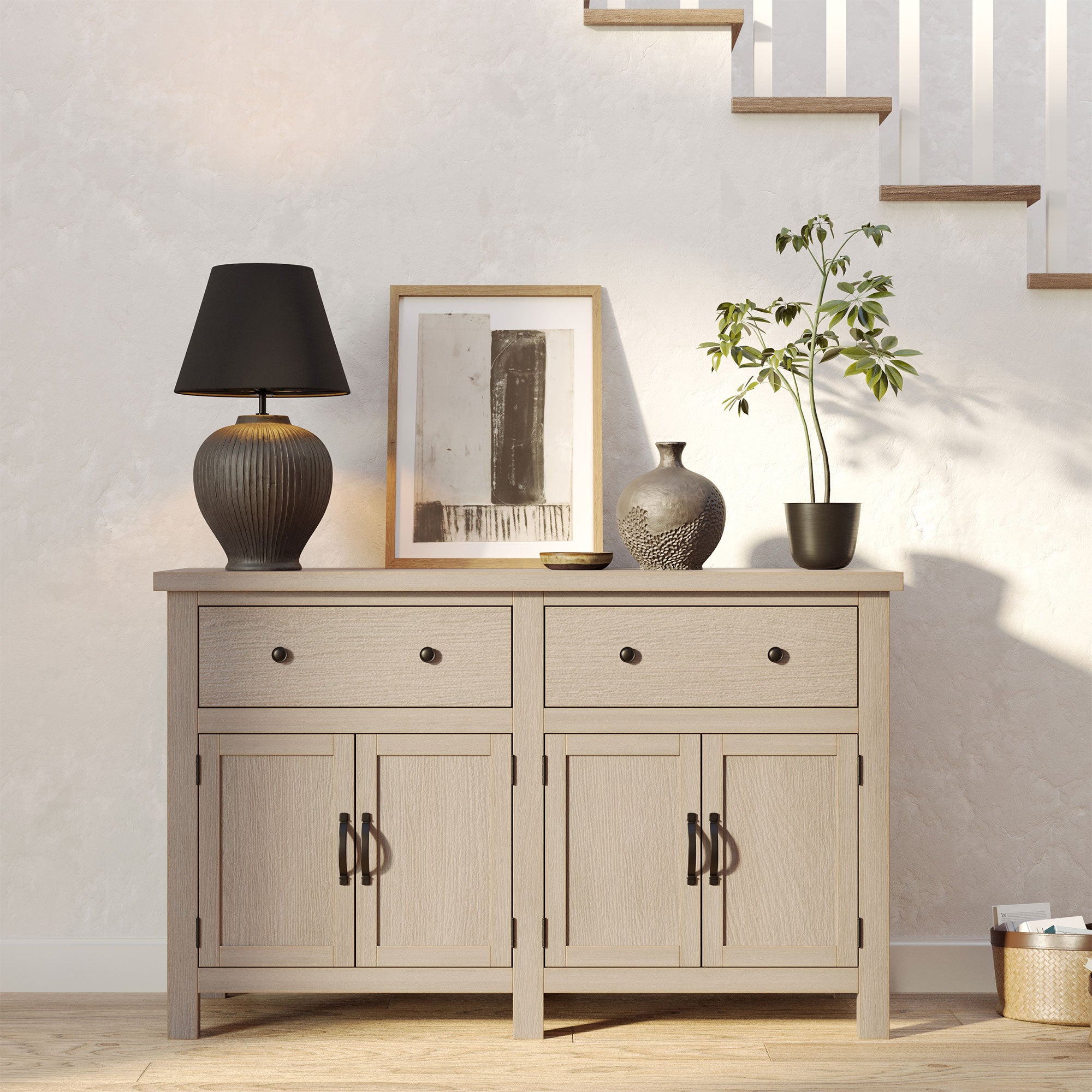 Maven Lane Felix Rustic Wooden Sideboard in Weathered Grey Finish - VMInnovations