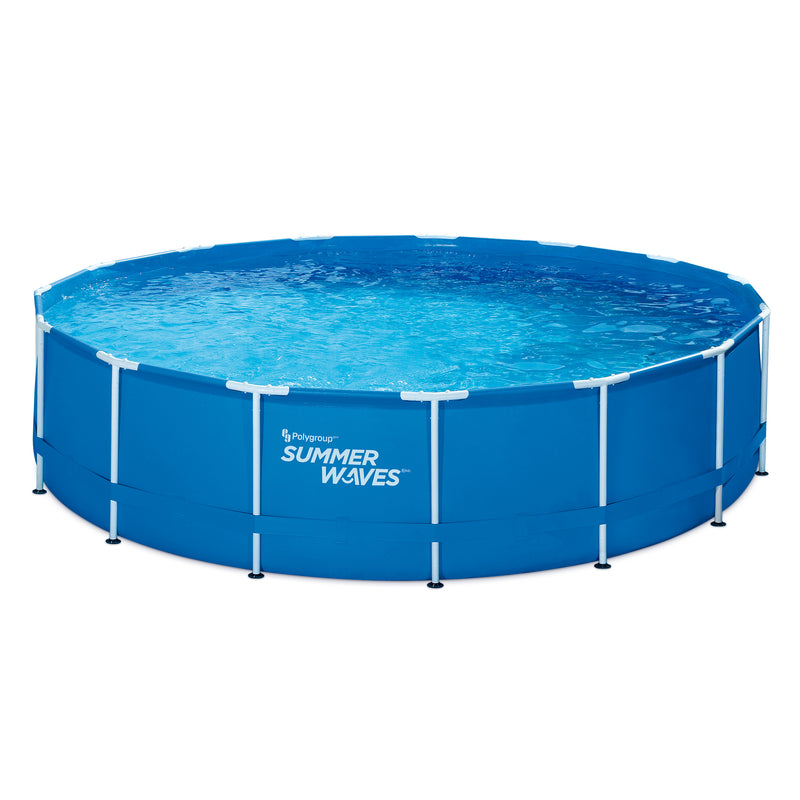 Summer Waves 15 Feet x 33 Inches Metal Frame Above Ground Pool Set with Pump