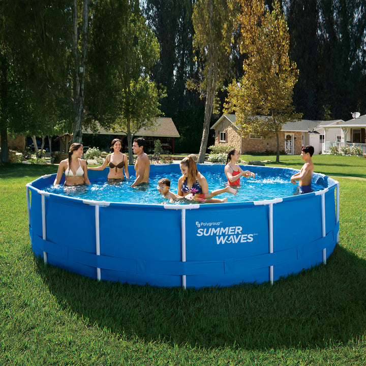 Summer Waves 15 Feet x 33 Inches Metal Frame Above Ground Pool Set with Pump - VMInnovations