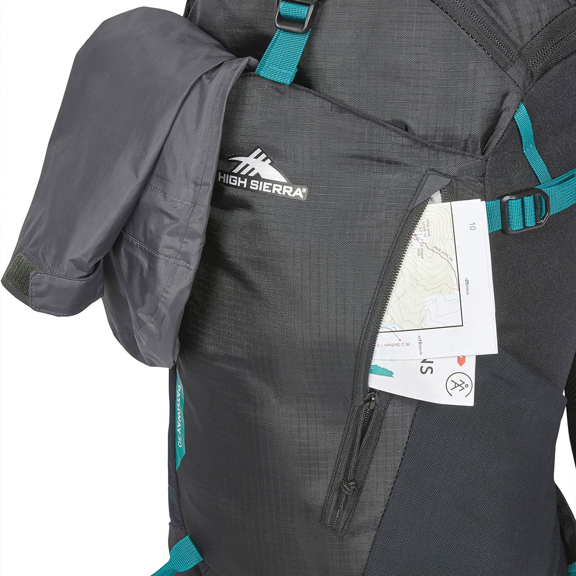 High Sierra Backpack with Hydration Storage & Sleeve for Hiking, Black(Open Box) - VMInnovations