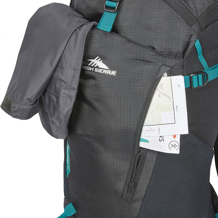 High Sierra Backpack with Hydration Storage & Sleeve for Hiking, Black(Open Box)