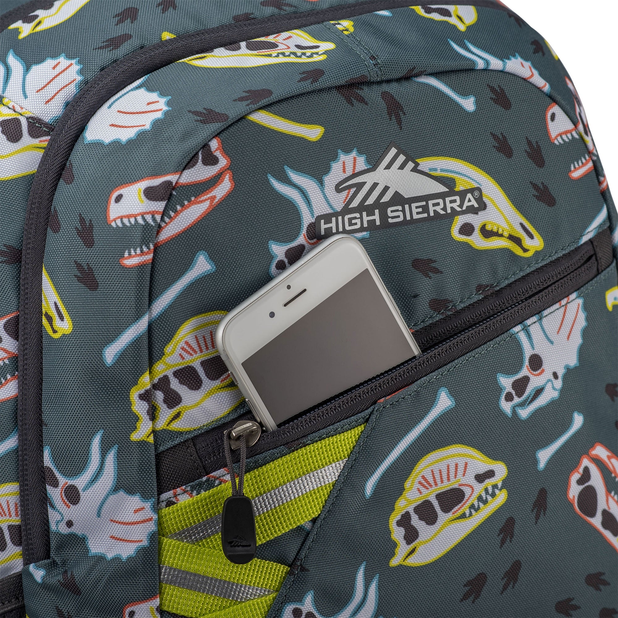High Sierra BTS Outburst Backpack for School and Travel, Dino Dig and Mercury