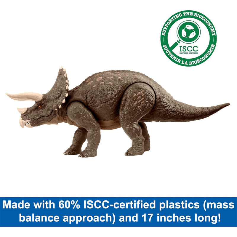 Jurassic World Triceratops Dinosaur Toy Habitat Defender Figure for 4 Years Plus