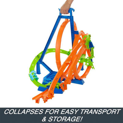 Hot Wheels Track w/5 Crash Zones, Motorized Booster, 1 Car, & 2 Loops (Open Box) - VMInnovations
