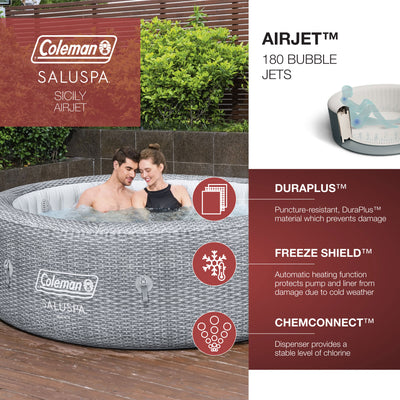 SaluSpa LED Soothing Spa Waterfall Accessory w/Sicily AirJet Inflatable Hot Tub