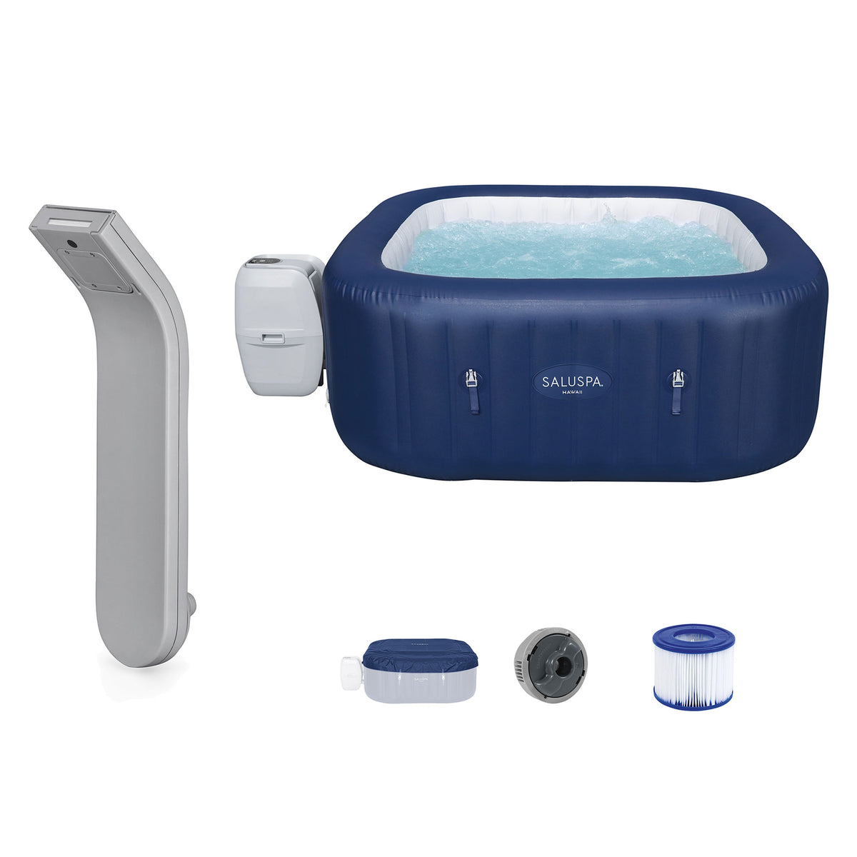 SaluSpa LED Spa Waterfall Accessory w/Bestway AirJet Inflatable Round Hot Tub