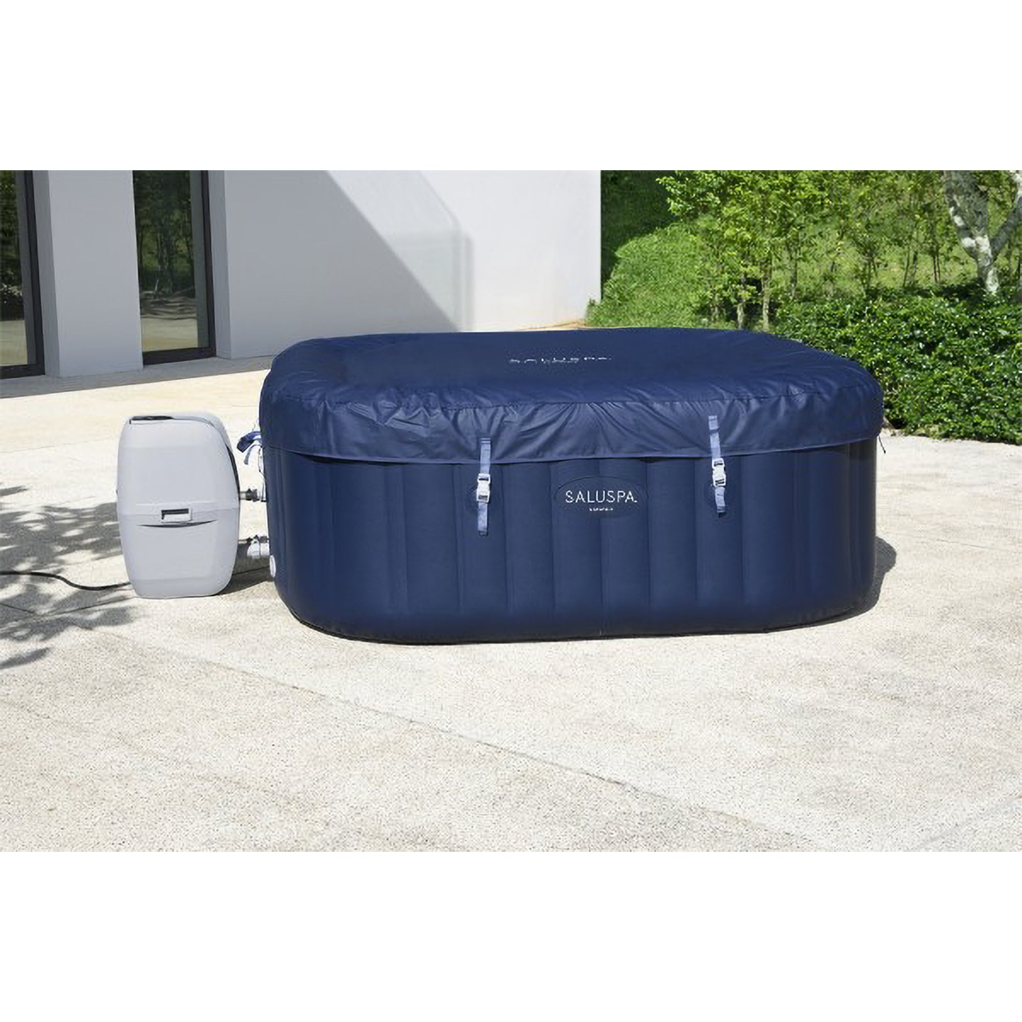 SaluSpa LED Spa Waterfall Accessory w/Bestway AirJet Inflatable Round Hot Tub