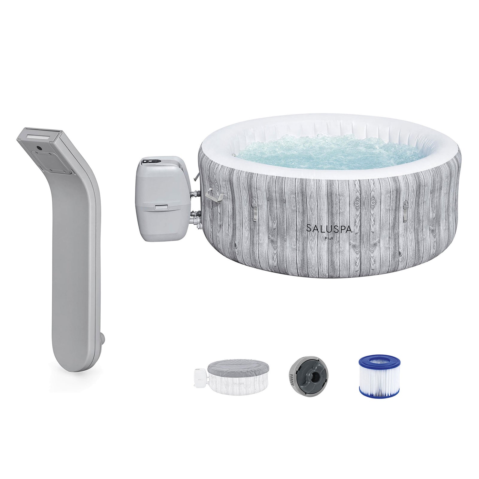 SaluSpa Color LED Spa Waterfall w/Bestway Fiji AirJet Inflatable Hot Tub, Gray - VMInnovations