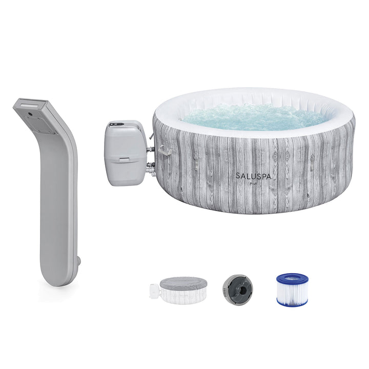 SaluSpa Color LED Spa Waterfall w/Bestway Fiji AirJet Inflatable Hot Tub, Gray