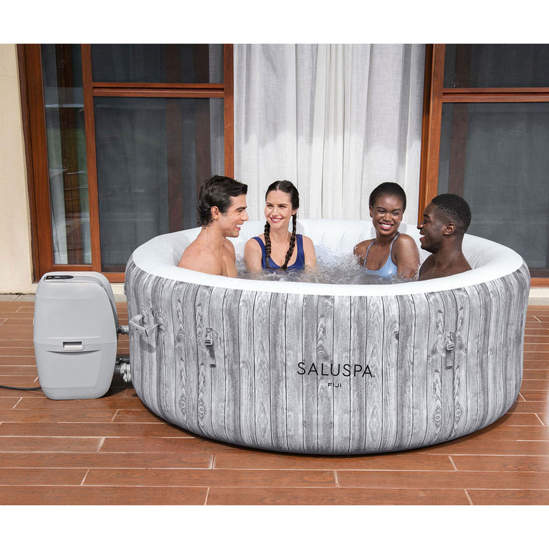 SaluSpa Color LED Spa Waterfall w/Bestway Fiji AirJet Inflatable Hot Tub, Gray