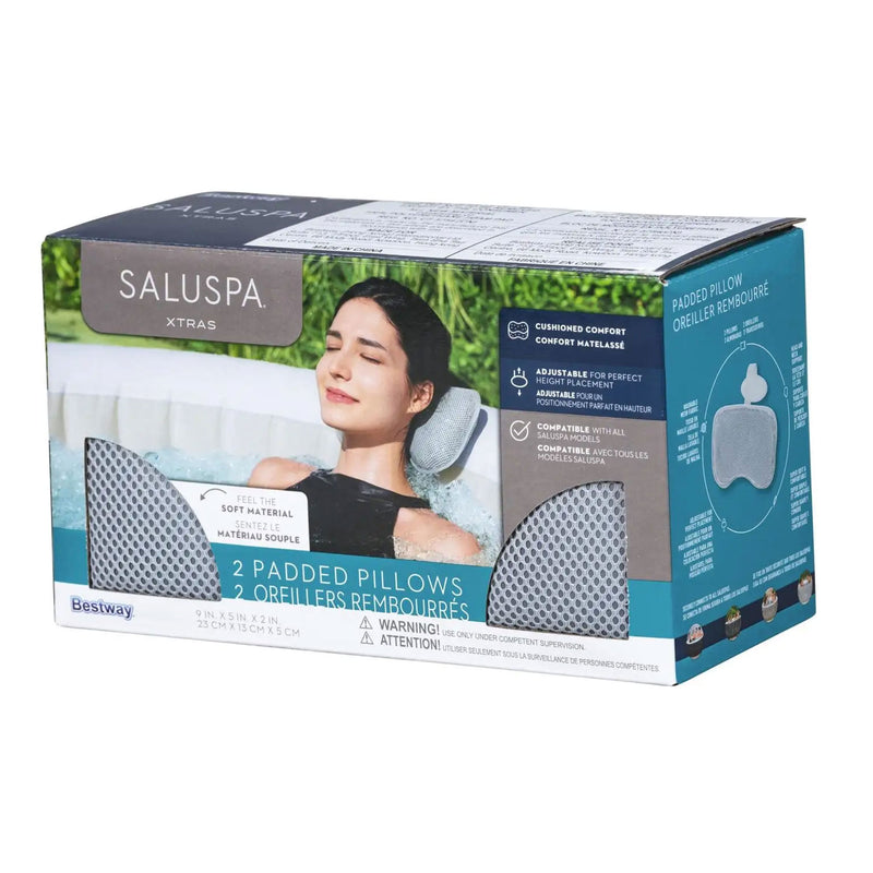 Bestway SaluSpa Padded Headrest Pillows with Adjustable Strap, Gray, (4 Pack)