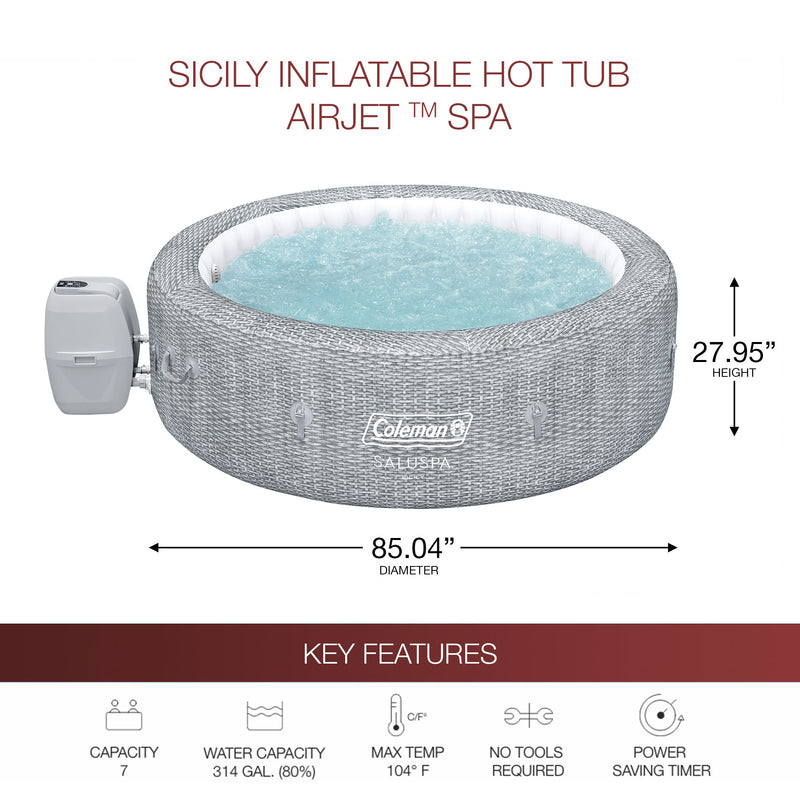 Coleman SaluSpa Sicily AirJet Hot Tub w/Bestway 2 Set of Seat & Headrest Pillow