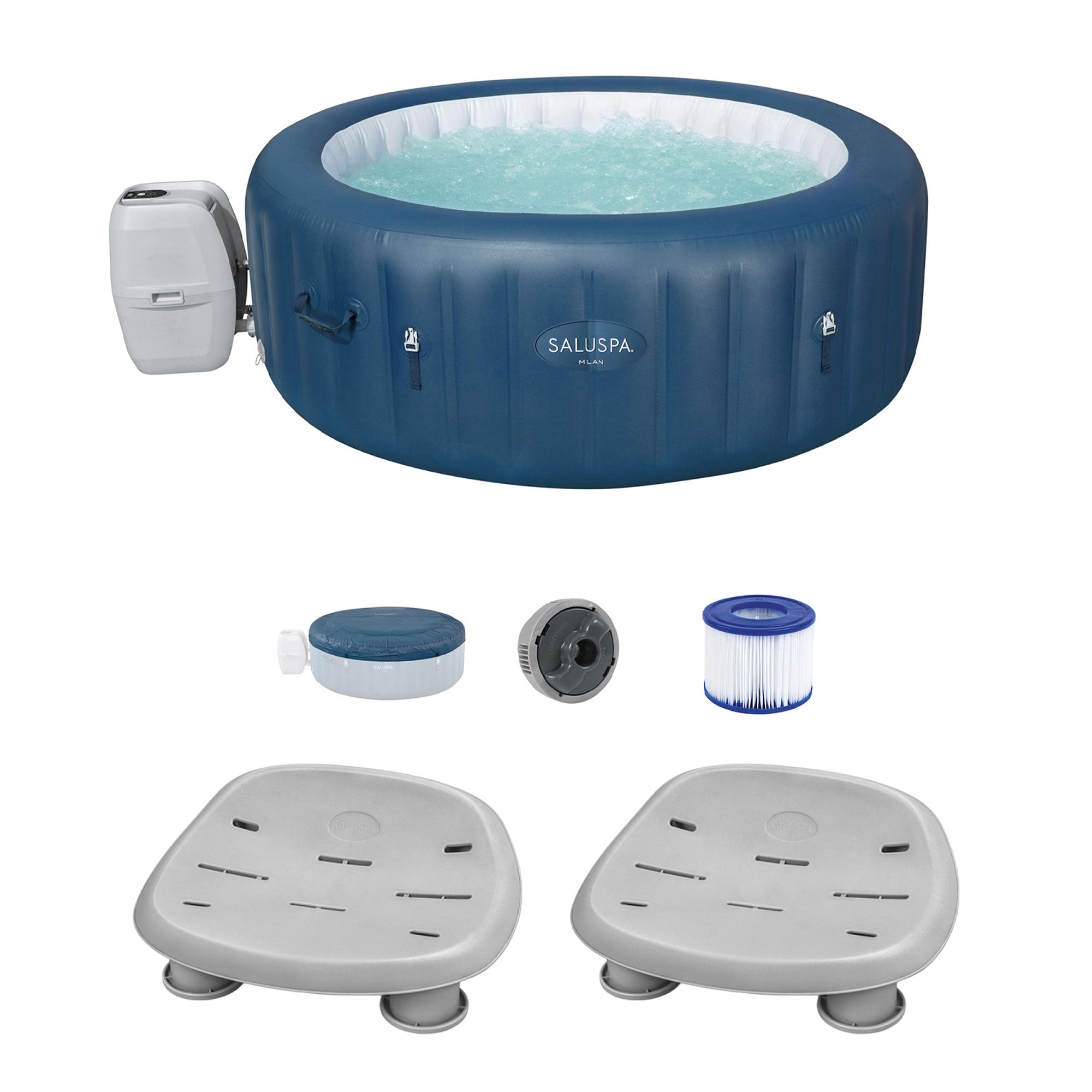 Bestway SaluSpa Milan Inflatable Hot Tub + Bestway SaluSpa Spa Seat (2 Pack))