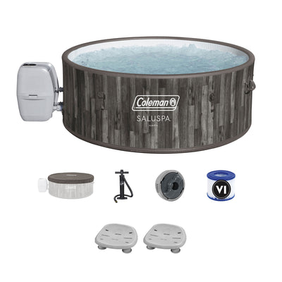 Coleman Napa SaluSpa AirJet Hot Tub with 2 Bestway Pool & Spa Seat, Gray Wood - VMInnovations