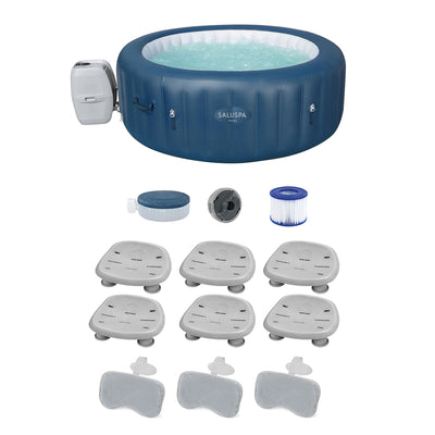Bestway SaluSpa Milan Hot Tub w/Set of 6 Pool and Spa Seat and 3 Spa Pillows