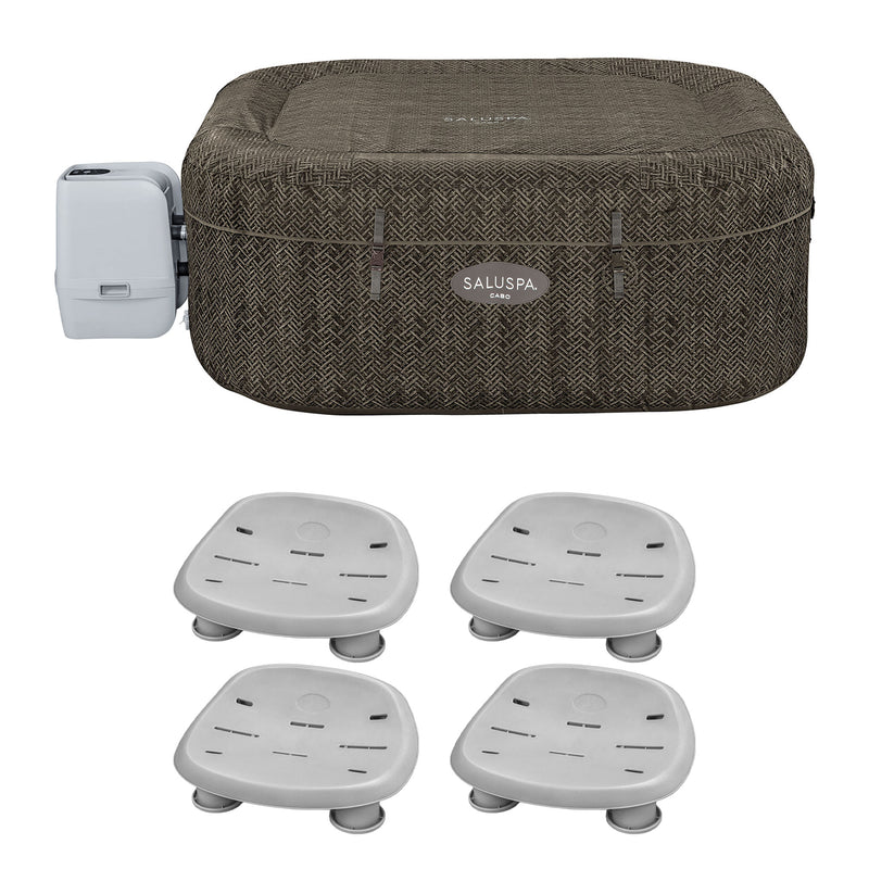 Bestway SaluSpa AirJet Hot Tub with Set of 4 Non Slip Pool and Spa Seat, Gray