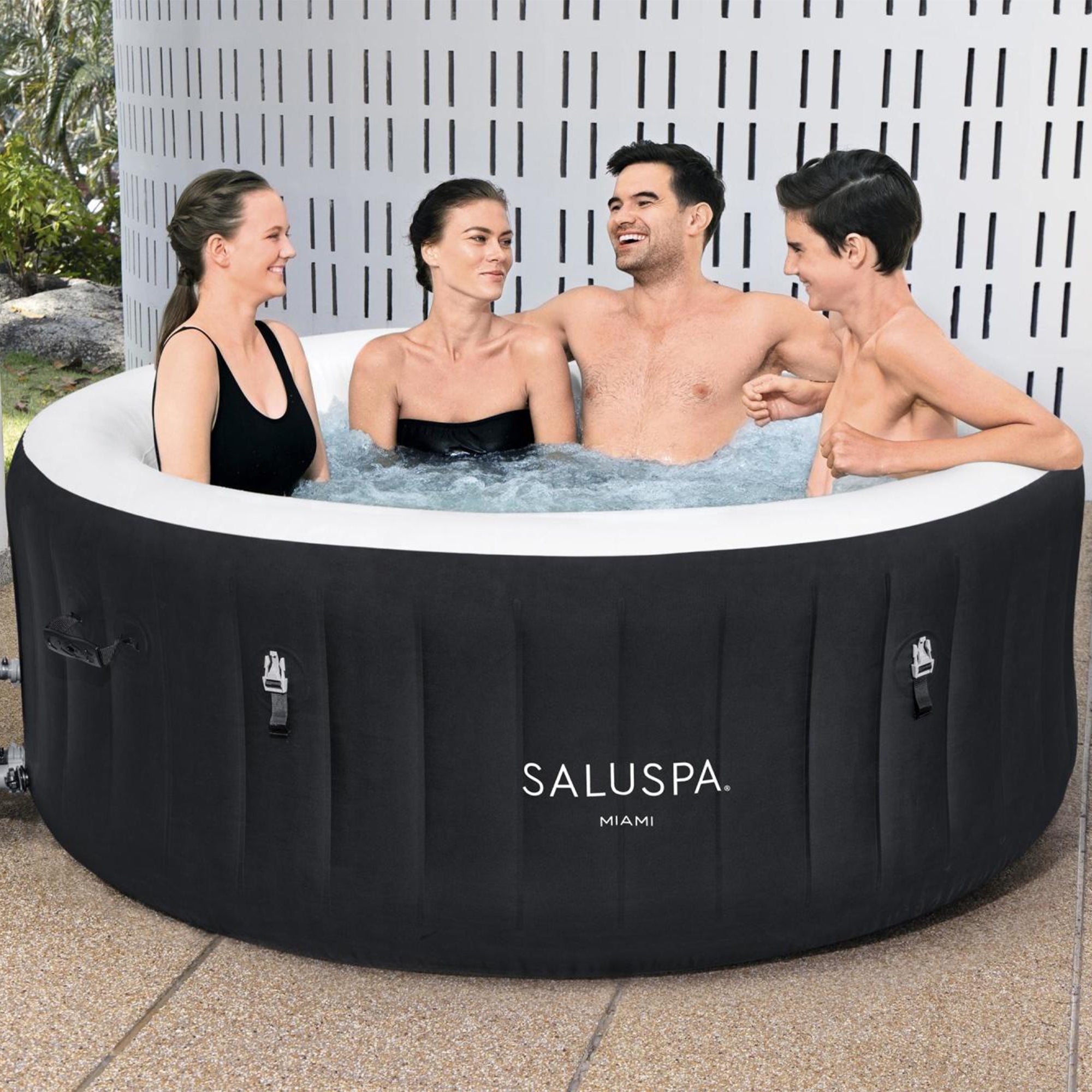 Bestway Miami SaluSpa Hot Tub w/Set of 2 Spa Seats and 2 Padded Headrest Pillows - VMInnovations