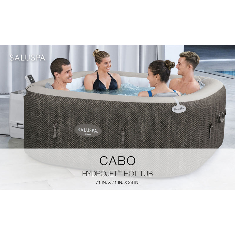 Bestway SaluSpa AirJet Inflatable Square Hot Tub w/4 Seat & 2 Headrest Pillow