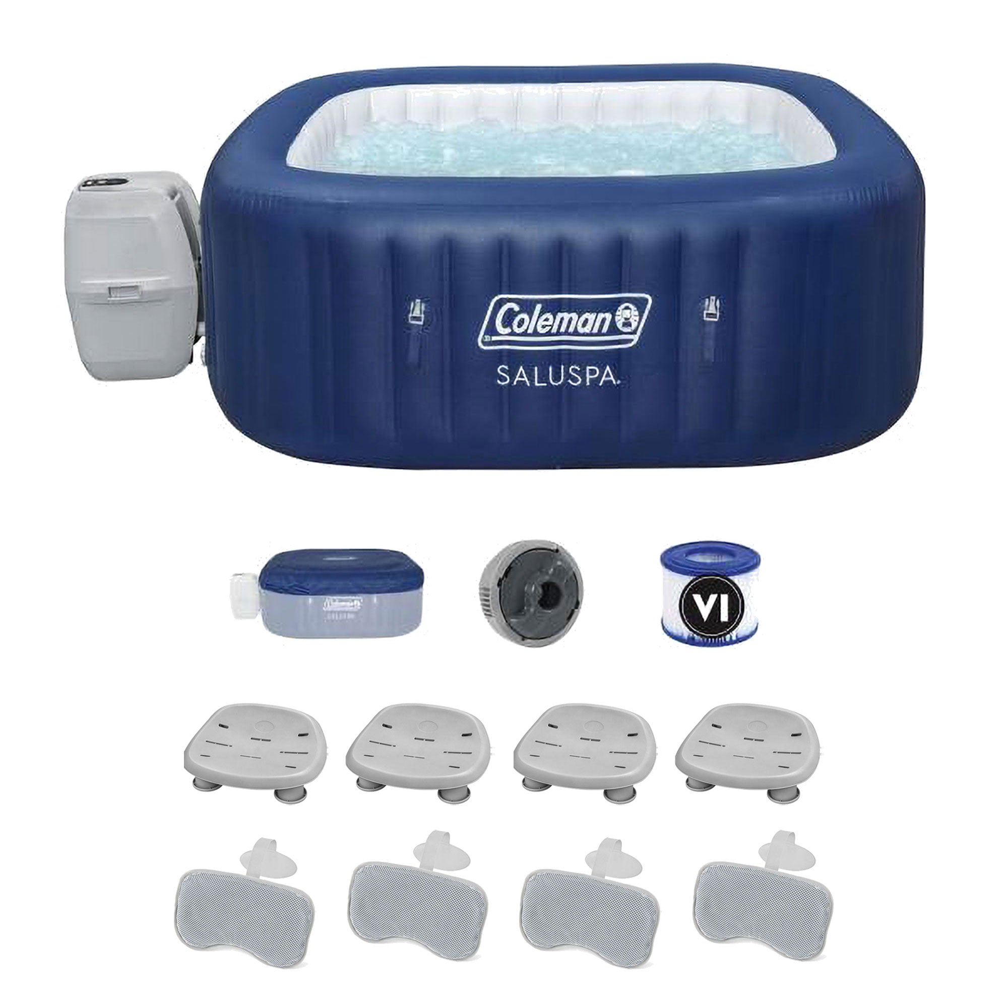 Coleman SaluSpa Atlantis Hot Tub w/Set of 4 Spa Seat & Headrest Pillows (4 Pack)