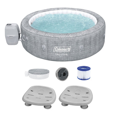 Bestway Coleman Sicily AirJet Inflatable Round Hot Tub with 2 SaluSpa Seat, Gray