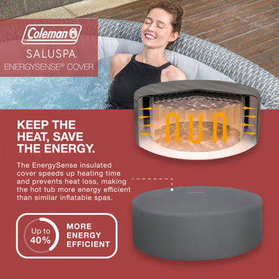 Bestway Coleman Sicily AirJet Inflatable Round Hot Tub with 2 SaluSpa Seat, Gray