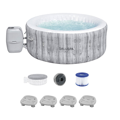 Bestway SaluSpa Fiji Hot Tub with Set of 4 Underwater Non Slip Spa Seats, Gray