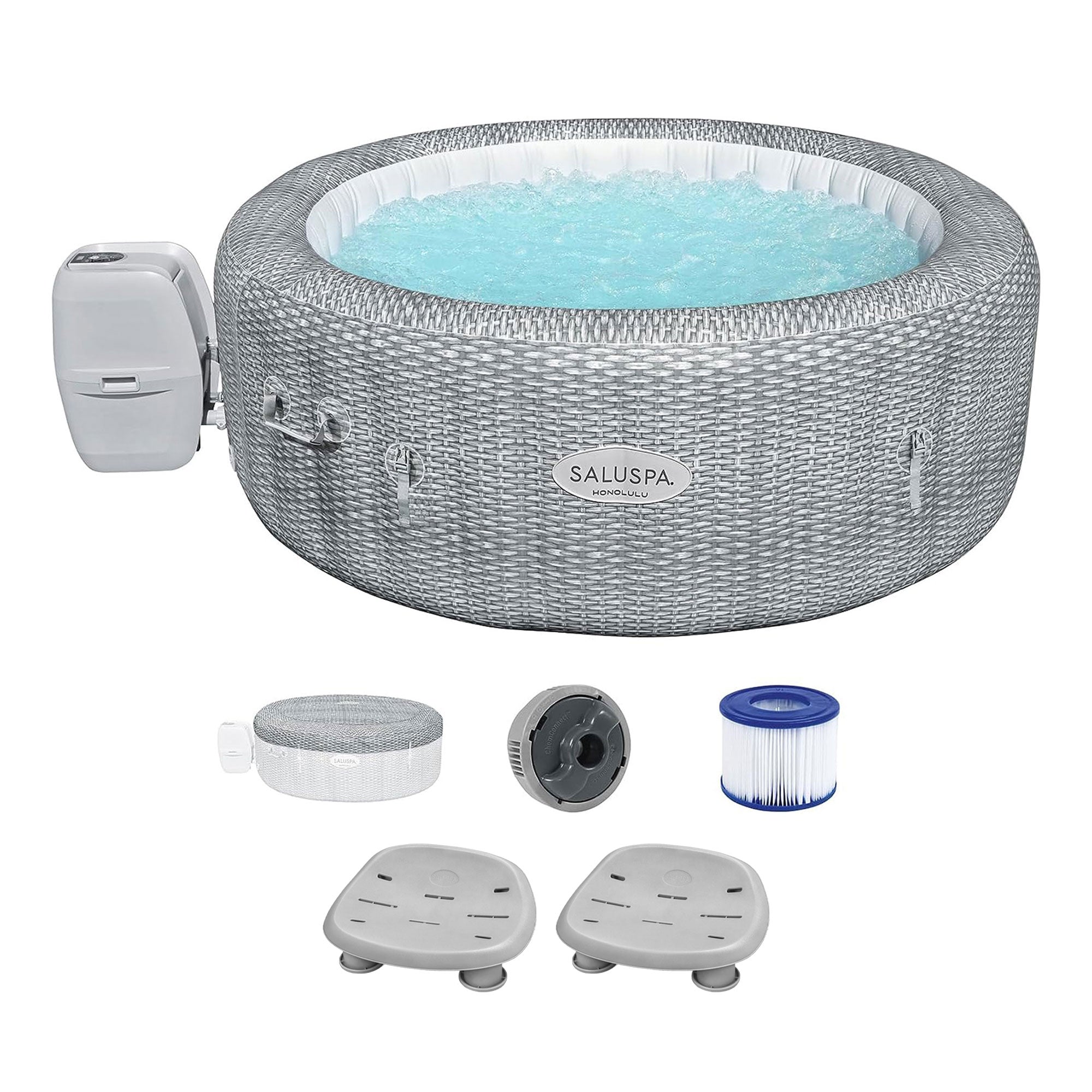 Bestway SaluSpa Honolulu AirJet Inflatable Hot Tub w/2 Non Slip Pool & Spa Seat