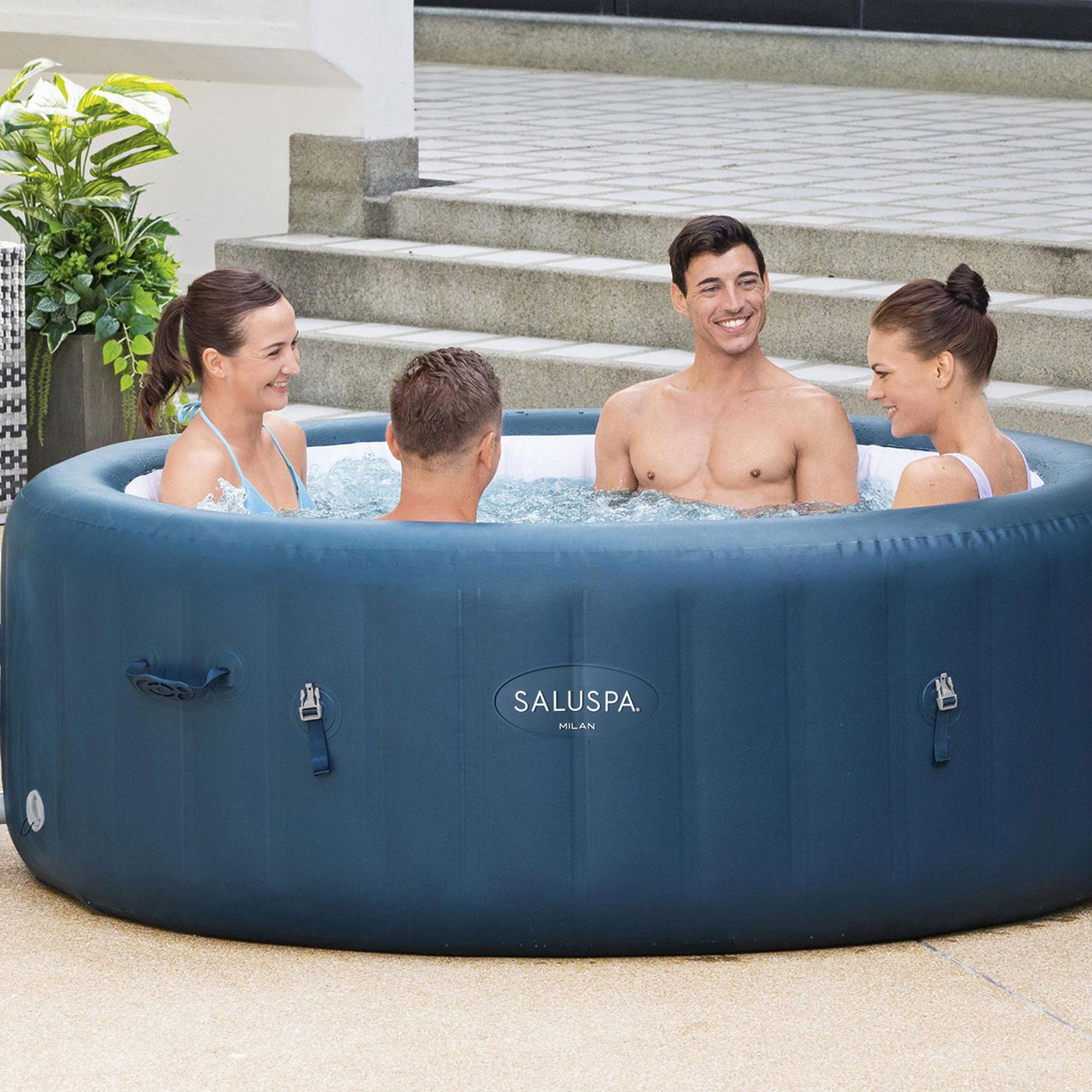 Bestway SaluSpa Milan AirJet Inflatable Hot Tub with 2 Pack of SaluSpa Spa Seat