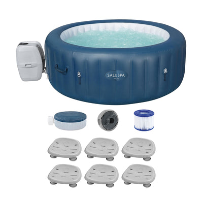 Bestway SaluSpa Milan AirJet Inflatable Hot Tub with 6 Pack of SaluSpa Spa Seat