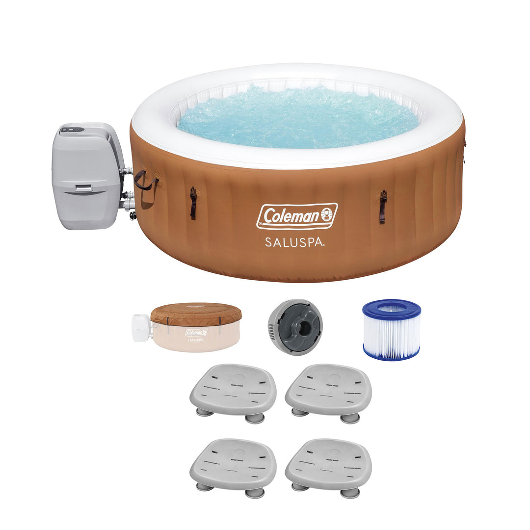 Coleman SaluSpa Ponderosa Hot Tub + Bestway SaluSpa Non Slip Pool and Spa Seat