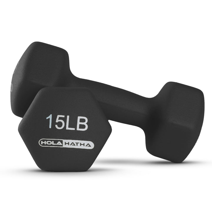 HolaHatha 3, 5, 8, 10, 12 & 15lb Neoprene Dumbbell Set w/Storage Rack(For Parts)