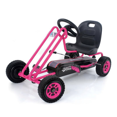 hauck Ergonomic Pedal Ride On Go Kart Toys for Boys and Girls Ages 4 to 8, Pink - VMInnovations