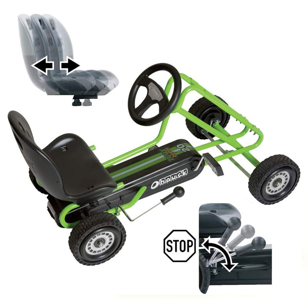 hauck Ergonomic Pedal Ride On Go Kart Toys for Boys and Girls, Green (Used) - VMInnovations