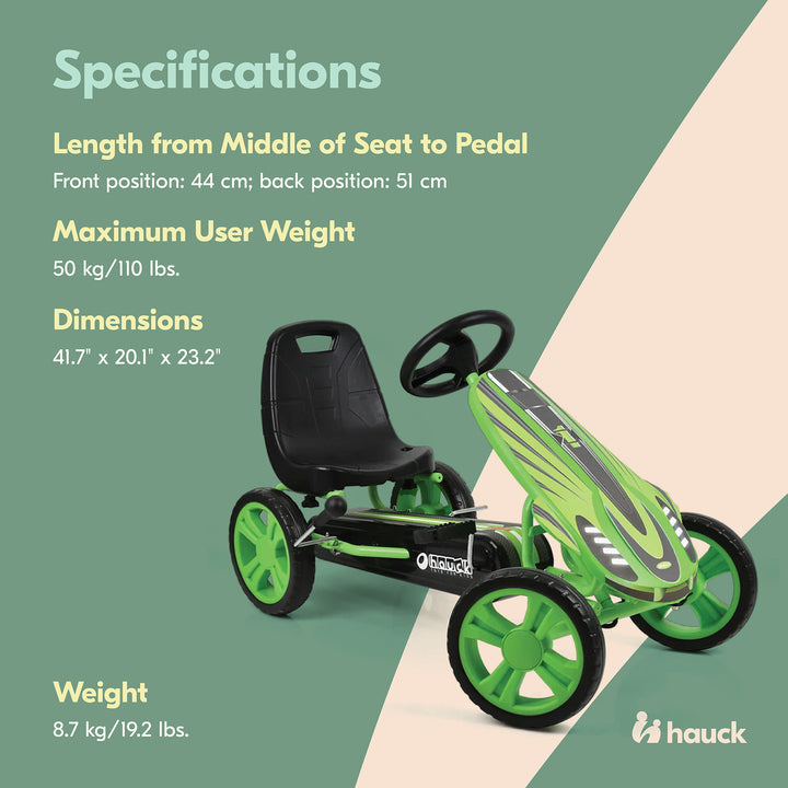 Hauck Pedal Go Kart w/Adjustable Bucket Seat for Kids Ages 4-8(Open Box)