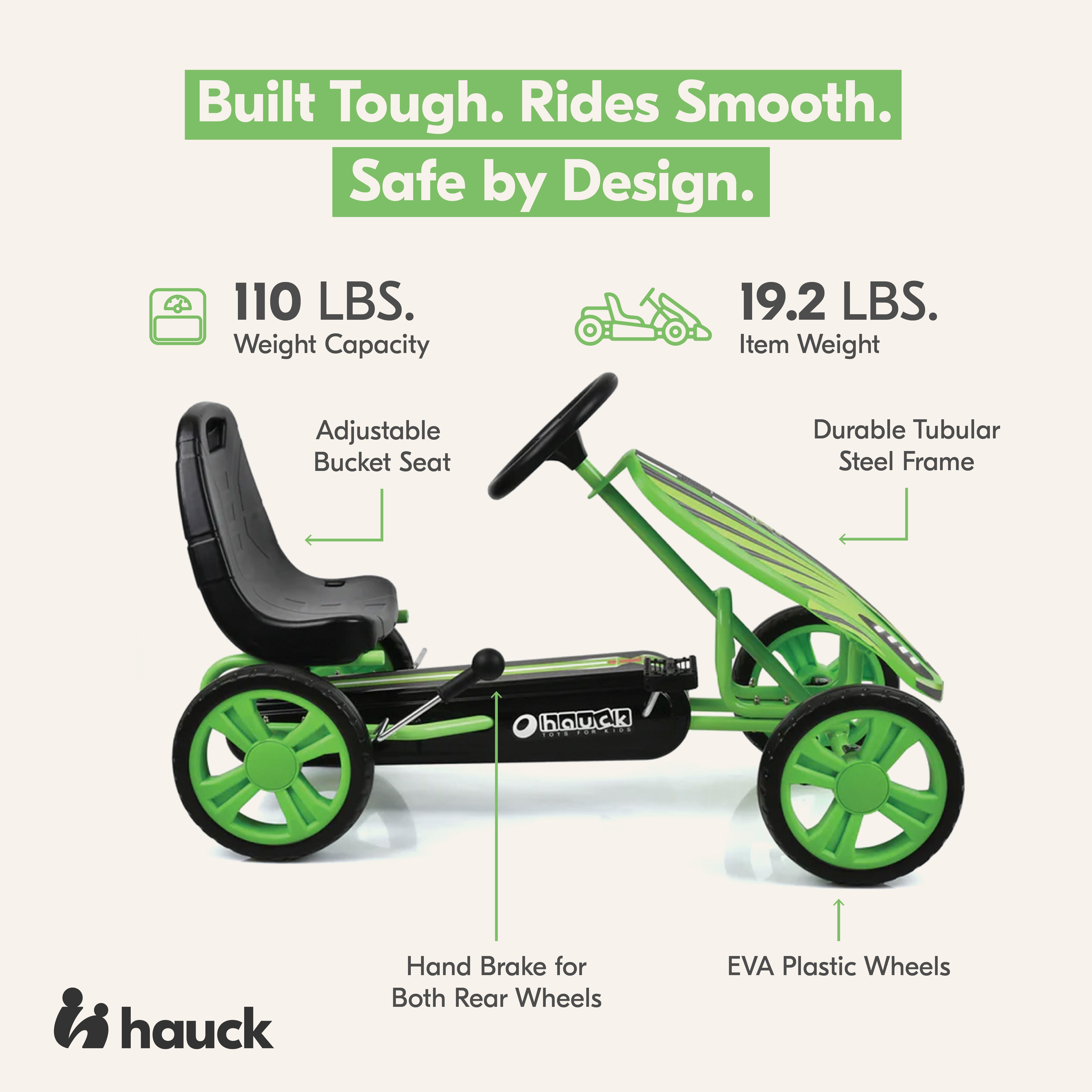 hauck Speedster Pedal Go Kart with Adjustable Bucket Seat for Kids Ages 4 to 8