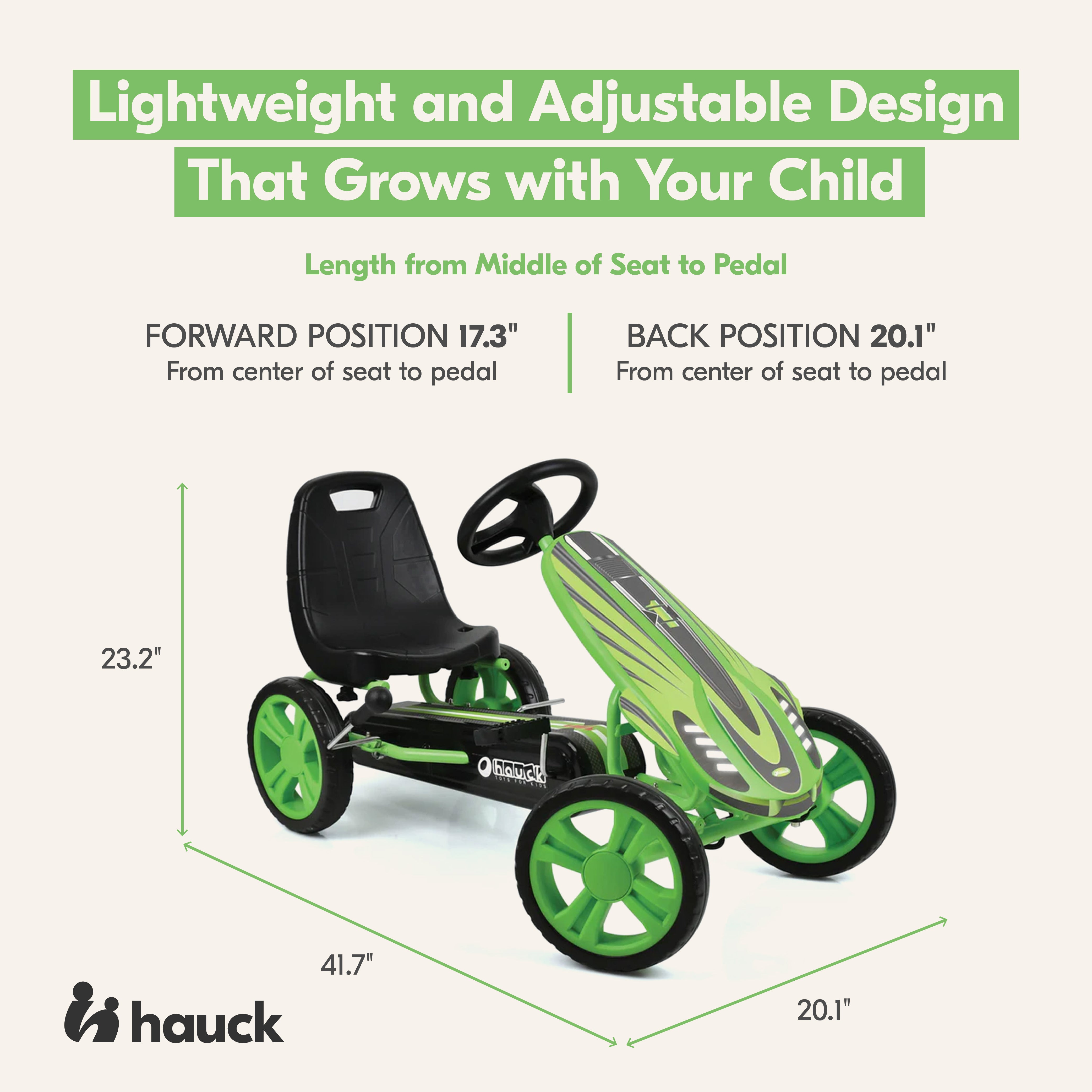 hauck Speedster Pedal Go Kart with Adjustable Bucket Seat for Kids Ages 4 to 8