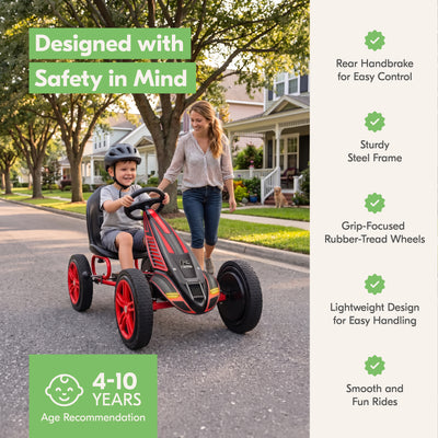 hauck Cyclone Pedal Go Kart with Adjustable Bucket Seat for Kids Ages 4 to 8 - VMInnovations