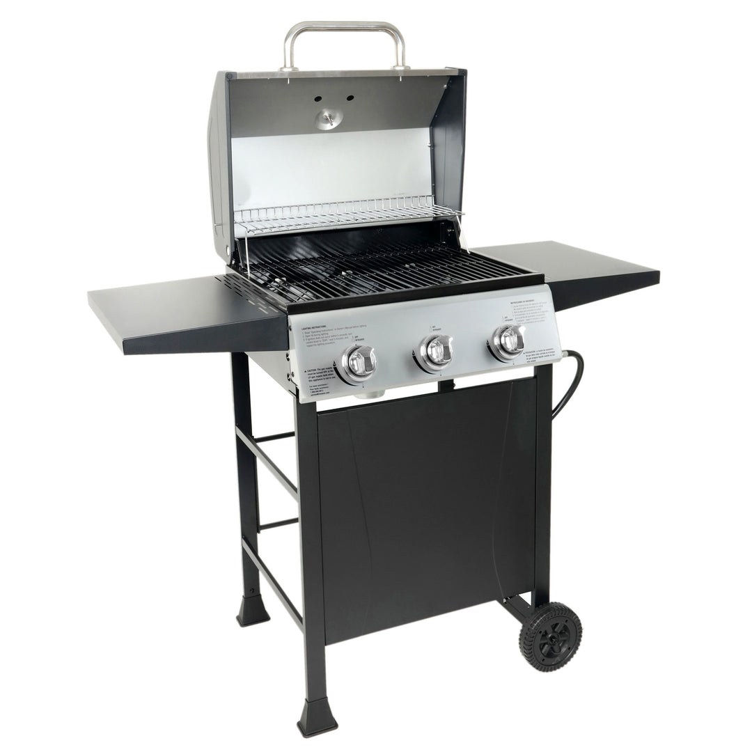 Grill Boss 27,000 BTU 3 Burner Gas Grill with Wheels, Cover, and Side Shelves