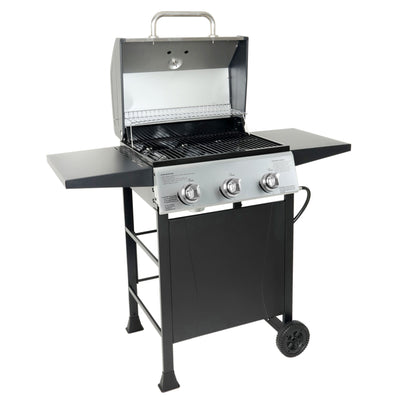 27,000 BTU 3 Burner Gas Grill with Wheels, Cover, & Side Shelves (Open Box)